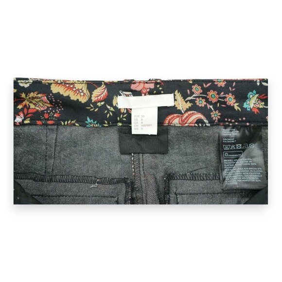H&M Women’s Black Hobo Floral Multicolor Print Stretch Pants Size 6 - Picture 5 of 6